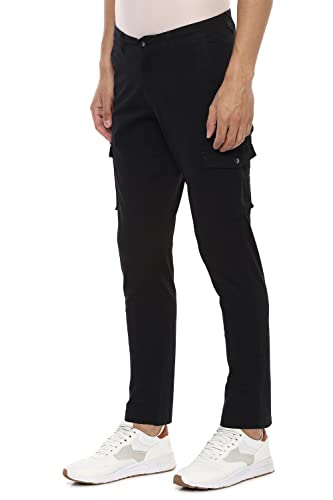 Image of Louis Philippe Men's Slim Fit Solid Cotton Blend Cargos