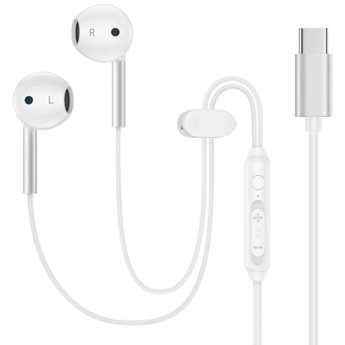 Type C Headphones Wired for iPhone 16e 17/16 Pro Max/16 Pro/16 Plus/16/15, USB C Earphones Noise Canceling Earbuds with Mic & Remote Control for Samsung Galaxy S25 Ultra S24FE S23 S22 A17 A16,Pixel 10