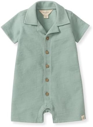 Burts Bees Baby Boys Romper - Made with 100% Organic Cotton, One-Piece Outfit Boy Clothes for Sizes Newborn to 24 Months