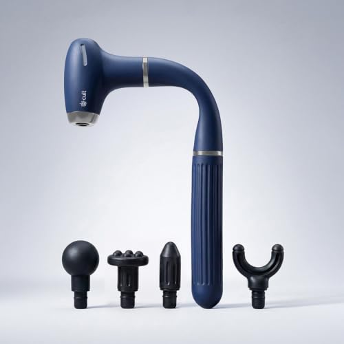Image of Cult XTND Massage Gun for Full-Body Muscle Relief, 3-in-1 Extension for Easy Back & Full-Body Massage, 35W Motor, 6 Speed Levels, 4 Massage Heads, Pain Relief Massager for Back, Shoulders, Legs & Everyday Recovery, Blue