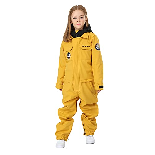 Image of HOTIAN Kids One Piece Snowsuits Girls Ski Suits Overalls Waterproof Insulated Snow Wear Outfits Snowboarding Jackets