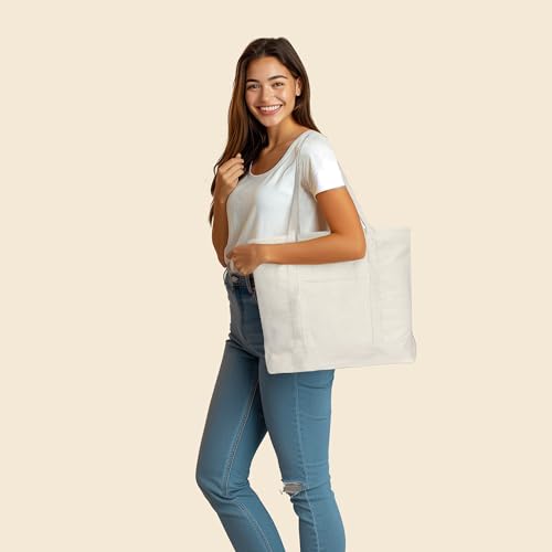 Image of 22 inch Heavy Duty Cotton Canvas Tote Bag (Zippered)