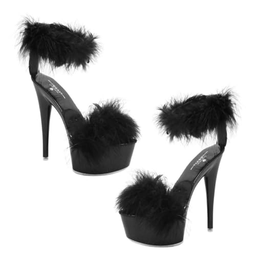 Sandales à talons hauts noires taille 41 avec plateforme et lanières pour femme