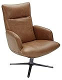 Amazon Brand – Rivet Blanchard Leather Living Room Accent Chair with Swivel Base, 28'W, Cognac Brown