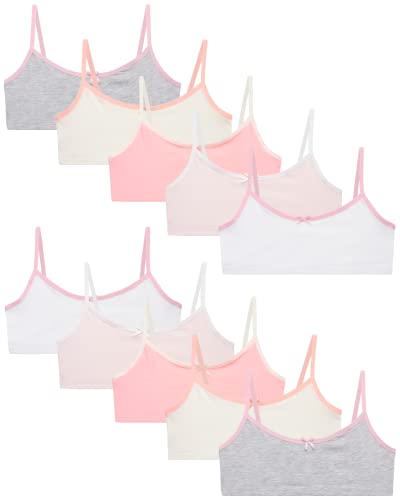 Sweet & Sassy Girls’ Training Bra – 10 Pack Cotton Stretch Crop Cami Bralette (S-L), Size Small, Assortment 5 #TOP23