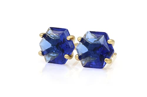 Boucles d'oreilles en saphir hypoallergéniques avec choix du matériau