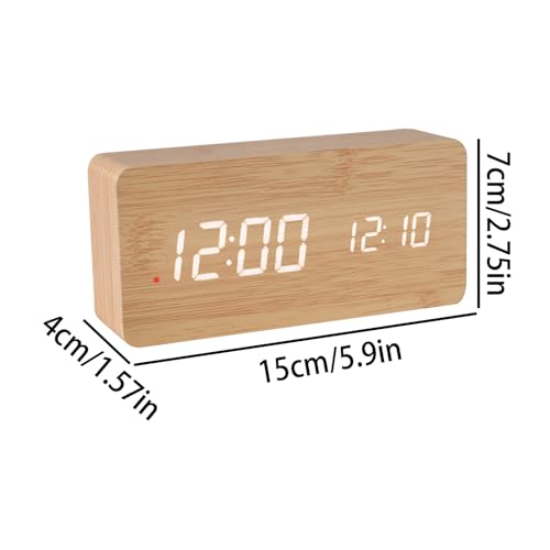 Reloj de escritorio de madera resistente y compacto con pantalla digital nitidez premium 3