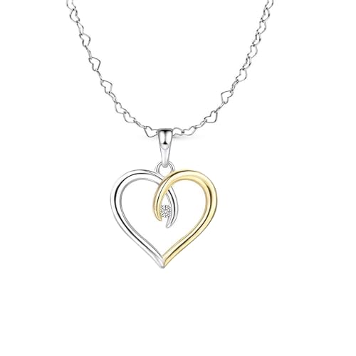 Pendentif cœur argent sterling femme avec zircone cubique réglable fait main