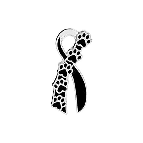 LLYANZ Enamel Dog Cat Print Paws Pink Ribbon Breast Cancer Awareness Charity Ribbon Brooches Pins Cover