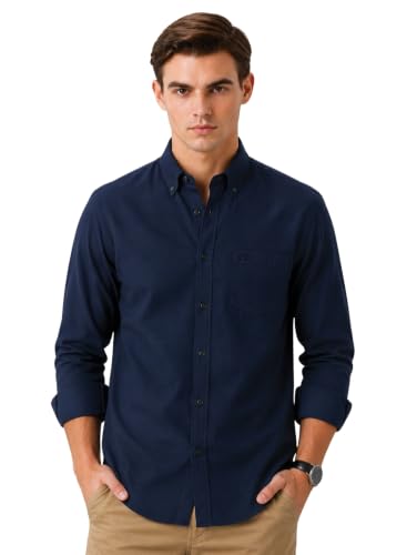 ADRO Men's Midnight-Navy Oxford Cotton Casual Shirt - Image 2
