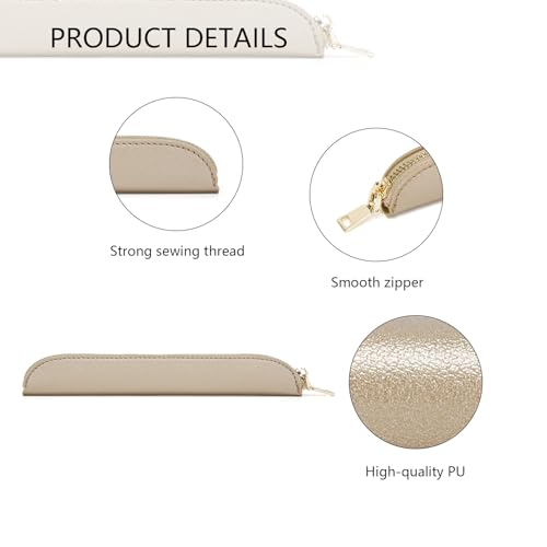 Image of Slim Pencil Case Skinny Pen Case Pen Pouch (FL Pearl White Tea)