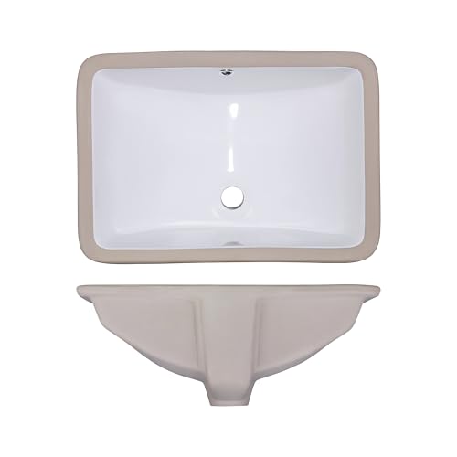 Évier de salle de bain rectangulaire blanc encastrable de 45,7 cm pour vasque de toilette