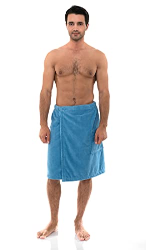 Image of TowelSelections Mens Cotton Shower Wrap Adjustable Terry Velour Spa Bath Towel Wrap Sauna Gym Towels for Men