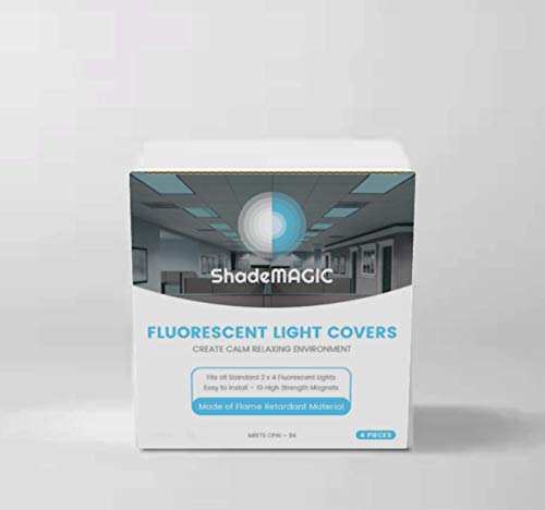 Shademagic Fluorescent Light Covers For Classroom Or Office - Light Filter Pack Of (4); Eliminate Harsh Glare That Causing Eyestrain And Head Strain. Office Classroom Decorations Light Diffusers Gray #TOP5