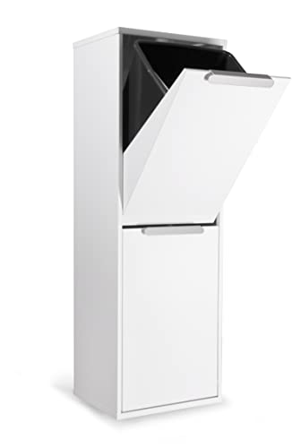 ARREGUI Ecoclas CR201-E Mülltrennsystem aus Stahl | 2 Fächer Mülleimer für die Küche | 2x17L (34L) | 2 Fach Abfalleimer | Herausnehmbare Inneneimer + Griff | Recycling Schrank für Mülltrennung | weiß