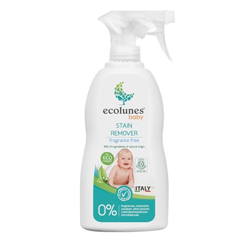 Ecolunes Baby Stain Remover Fragrance Free, bezzapachowy odplamiacz, 96% składników pochodzenia naturalnego, nie powoduje alergii, testowany dermatologicznie, 300 ml