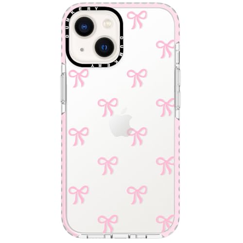 Dumkery Cute Phone Case Compatible with iPhone 13, Bows Aesthetic Pattern iPhone 14 Girly Case, Soft TPU Shockproof Bumper Cases Cover for Girls Women-Pink