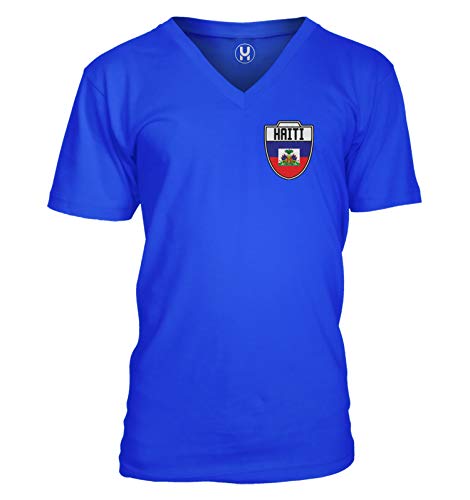 Haiti Football Jersey - Haitian National Soccer Unisex V-Neck T-Shirt (Royal Large)