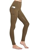 FitsT4 Sports Damen Winterreitleggings Silikon Vollbesatzreithose mit Fleecefutter mit Handytasche und Gürtelschlaufen,Braun,XS