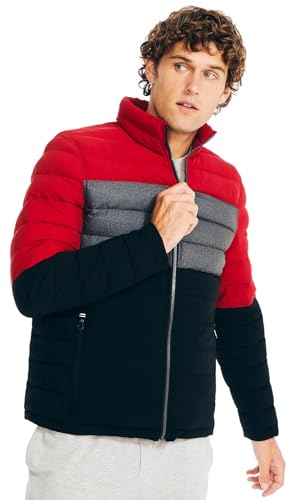 Image of Nautica Men's Reversible Quilted Puffer Jacket -Midweight Mechanical Stretch Winter Coat