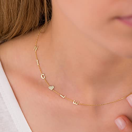 925 Sterling Silver Sideways Initial Necklace, Custom Letter Name Necklace with Symbol, Personalized Jewelry, Gift for Her, Mother's Day Necklace, Christmas Gift3