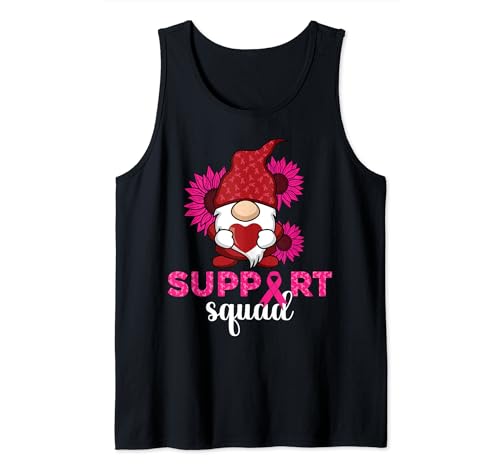 Support-Squad Breast Cancer Awareness Warrior Women Gnomes Tank Top