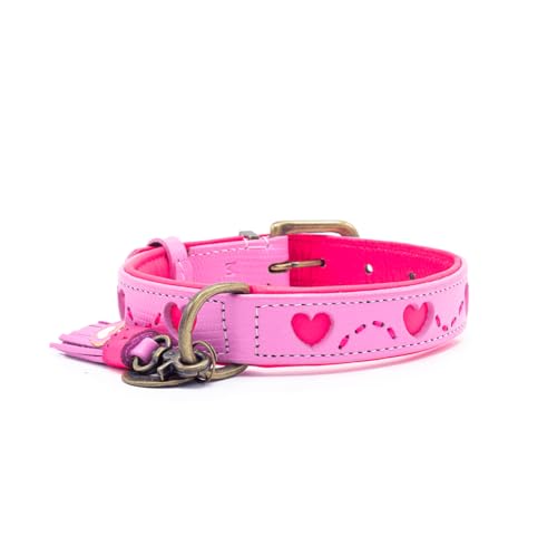 DWAM Dog with a Mission – Hundehalsband - Verstellbar - Weichem Leder – Rosa – L – Leder – Halsumfang zwischen 38–47 x 2,5 cm – Sweety