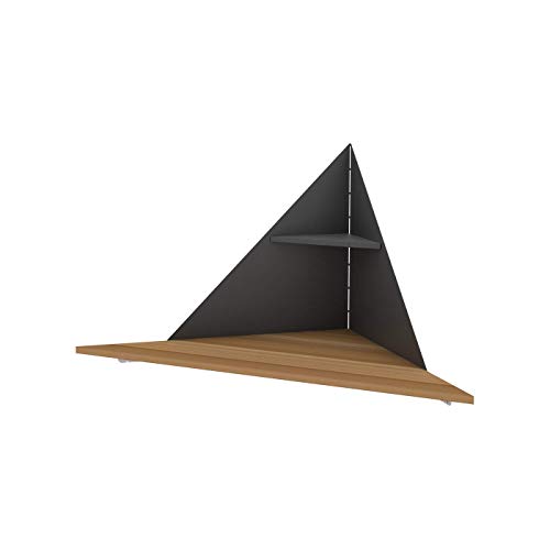 LEVIRA – Mesa de Pared, Escritorio Esquinero, Mesa de Ordenador, Mesa de Estudio - 110 x 54 - Negro y Nogal Troia