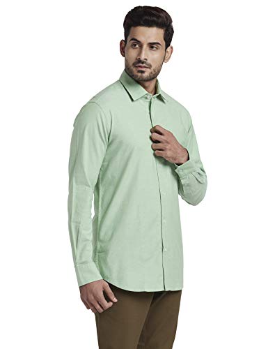 Image of COLOR PLUS Men's Solid Tailored Fit Shirt (CMSS26987-N4 Medium Green