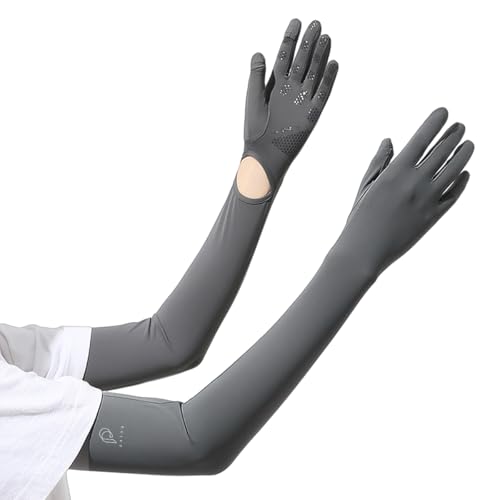 Image of PALAY Hand Gloves for Sun Protection with Arm Sleeves for Women Men, Nylon Ice Silk Sun Protection Gloves Women Cooling UV Hand Cover Arm Sleeves for Bike Riding - Anti-slip