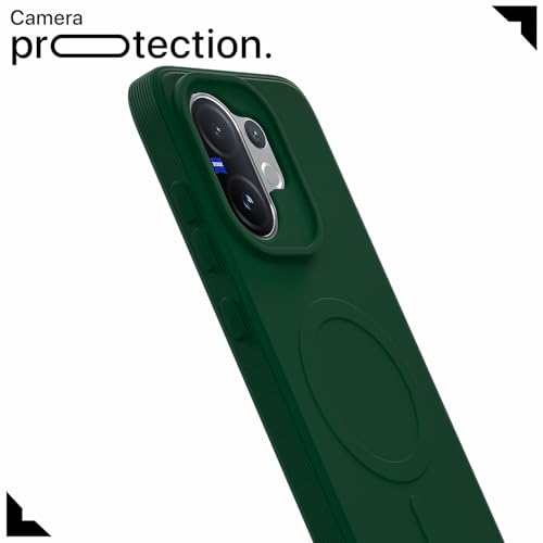 Image of Outlouders Back Cover for Vivo V60 5G / Vivo T4 Pro 5G Soft Matte Silicone Cover with Slim Fit | Mag-Safe Logo (Not Mag-Safe Compatible) | Shockproof | Camera Protection Bumper Case (Green)