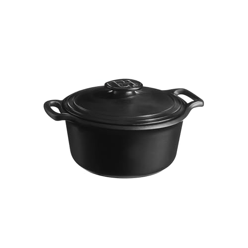 Emile Henry - Cacerola redonda sublime+ 3 L - Cerámica de alto rendimiento para todo tipo de fuegos, incluida inducción, cocción homogénea y guisada, color pizarra - Fabricado en Francia