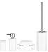 Produktbild Spirella Badezimmer Set, 4-teiliges Badzubehör aus Porzellan Tube Seifenspender, Seifenschale, WC Bürste und Zahnputzbecher Weiß