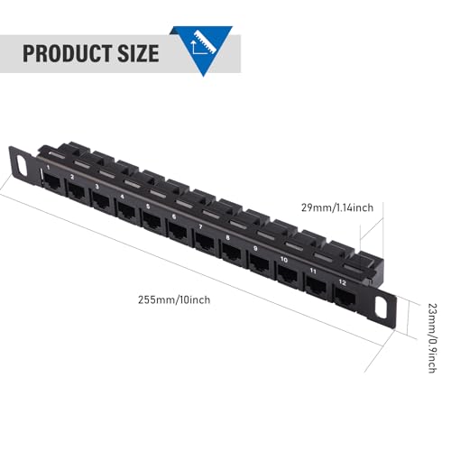 Image of GeeekPi 12 Port Patch Panel, 10inch 0.5U CAT6 Network Patch Panel for DeskPi RackMate T1 /T0 /T2 /T1 Plus /T0 Plus /TL1 and 10 Inch Server Rack /Network Cabinet