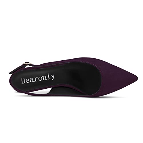DearOnly Womens Pumps Pointed Toe Slingback Low Kitten Heel Suede Dress Shoes Cute 2.5 Inch4