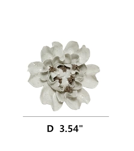 Image of Ceramic Flower Wall Art Decor, Artificial Flower Wall Sculpture,Handmade Ceramic Flowers for Home,Hallway,Living Room, Kitchen,Bathroom (Potted Color,Crape Myrtle, 3.54 inch)