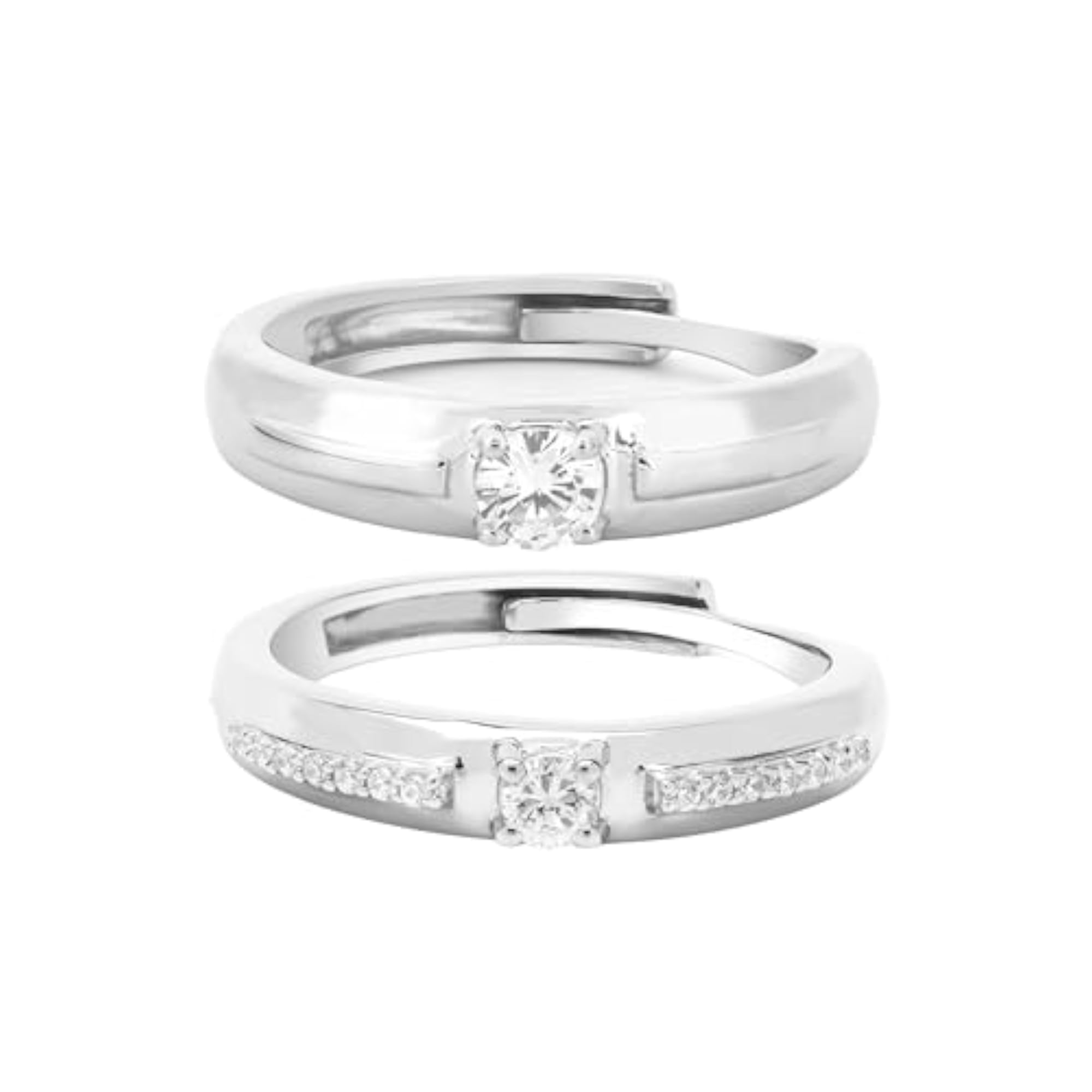 Sterling Silver Adjustable Couple Promise Rings, Gift for Him & Her