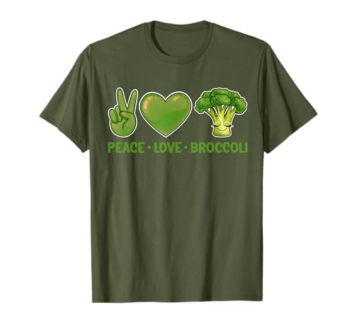 Peace Love and Broccoli - Funny Broccoli Lover Vegan T-Shirt