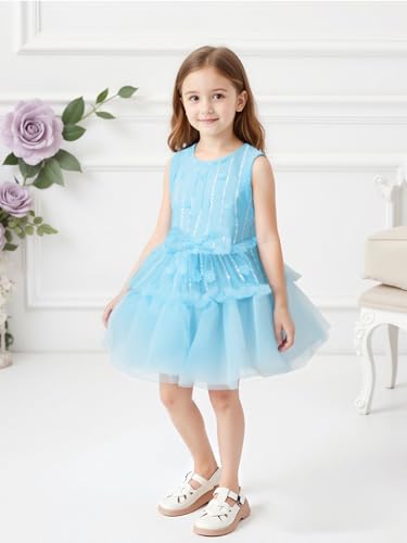 ROYLAMP Girls Princess Dress Kids Summer Ruffle Tulle Dresses Sleeveless Toddler Swiss Dot Sundress2