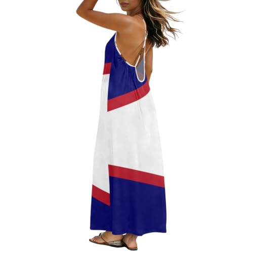 Vestido largo Flag Of Usa Samoa sin mangas para paseos de verano en la playa