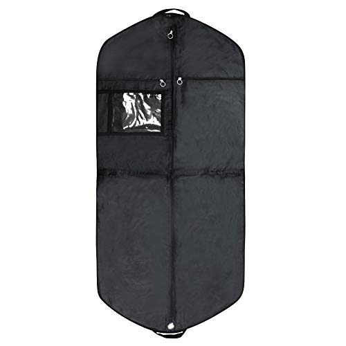 HANGERWORLD 54 Inch Black Nylon Waterproof Breathable Garment Clothes Cover Suit Carrier with Handles