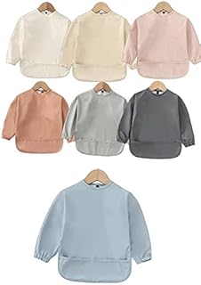 Blumie Baby Bibs with long sleeves, waterproof wipe clean cape for weaning, painting apron for infants and toddlers 6-36 months