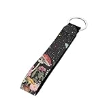 Cozeyat Fall Mushroom Wristlet Key Chains for Car Keys, Key Collection Holder with Alloy Metal Ring, Portable Wristlet Straps Keychain for USB, Wallet