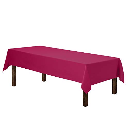Image of Gee Di Moda Rectangle Tablecloth - 60 x 102 Inch Fuchsia Table Cloth for 6 Foot Rectangle Tables - Heavy Duty Washable Fabric - for Holiday Party, Dinner, Weddings, Baby Shower & Events