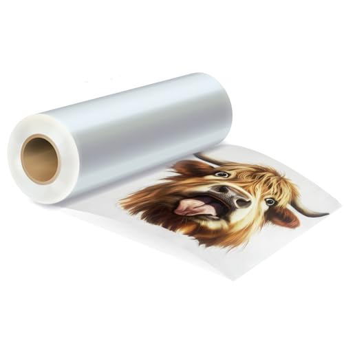 GOZYE DTF Transfer Film Roll - 13inch x 328 ft Double Sided Glossy Hot & Cold Peel Clear PreTreat PET Heat Premium A3 Transfer Paper Roll for Direct on T-Shirts Textile