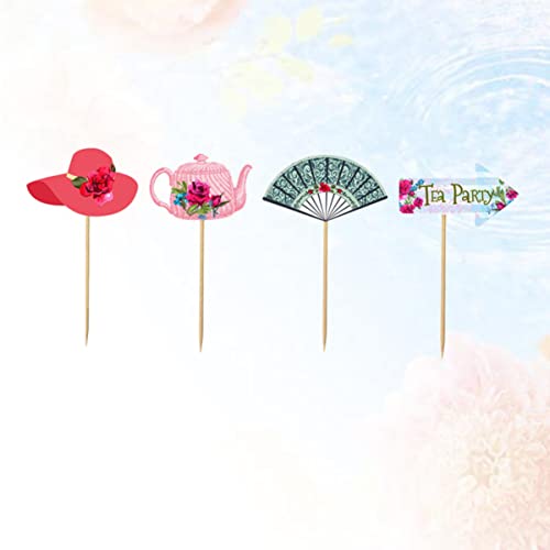 ABOOFAN 36 Peças de Bolo de Festa de Chá Picaretas para Decoração de Cupcake Adorável