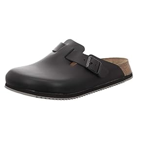 Birkenstock Boston, Scarpe da Lavoro Supercourse Bosten in Pelle Naturale Nera, Taglia 37-Suola Normale Unisex-Adulto