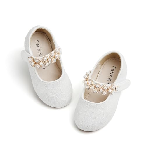 Image of Felix & Flora Toddler Flower Girl Dress Shoes - Girl Ballet Flats Party School Shoes Wedding