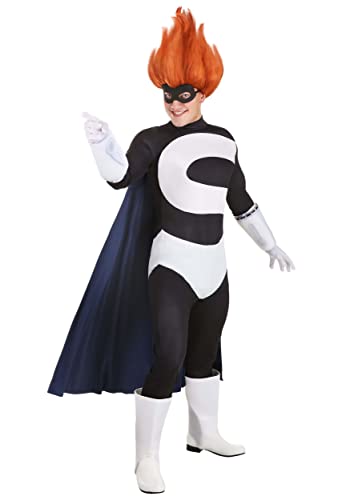 Fun Costumes Adult Syndrome Costume | Disney and Pixars The Incibles Syndrome Villainous Halloween Outfit with Cape and Wig - Large Black
