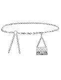 BEMYLV Silver Purse Belt Fashion Fanny Pack for Women Waist Purse Mini Chain Belt Bag for Dresses Jeans